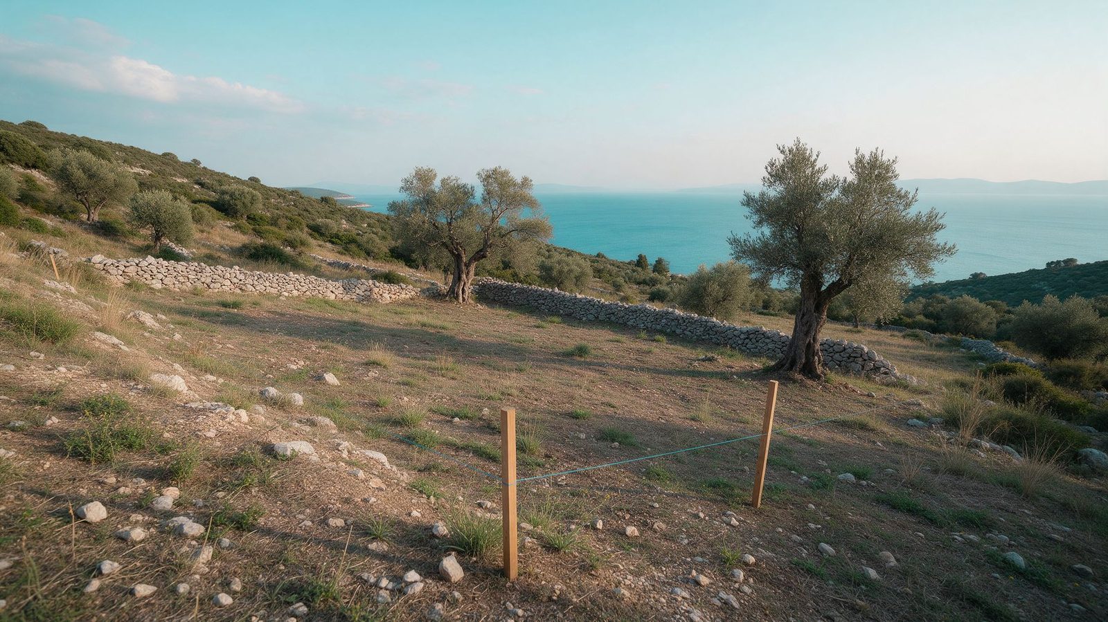 Fenced rural plot with olive trees and a sea view in Kefalonia